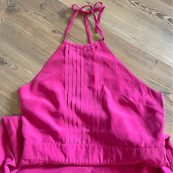 Banana Republic halter dress 14 pink midi open back cocktail date night party - Picture 2 of 11